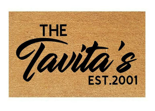 Personalised Family Name Coir Doormat (Inc EST Date)