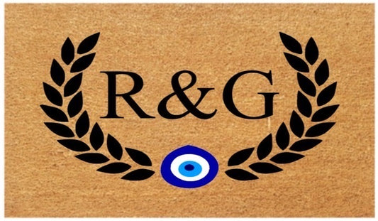 Initials Coir Doormat (Evil Eye Wreath)