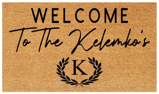 Welcome Family Surname Coir Doormat (Wreath)