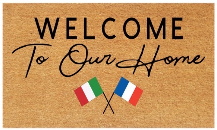 Welcome to our home Coir Doormat (2 flags)