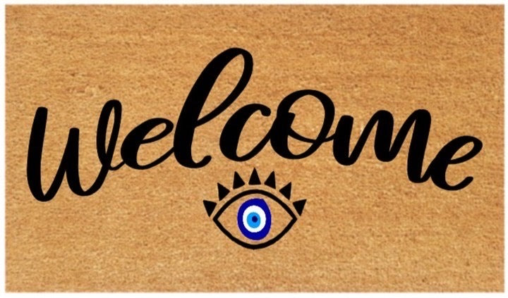 Welcome Coir Doormat (Boho Evil Eye)