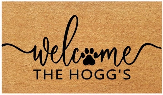 Welcome Family Coir Doormat (Paw Print)