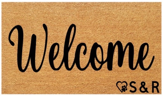 Welcome Initials Coir Doormat (Heart & Paw)