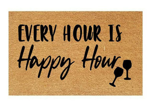 Every Hour is Happy Hour Coir Doormat