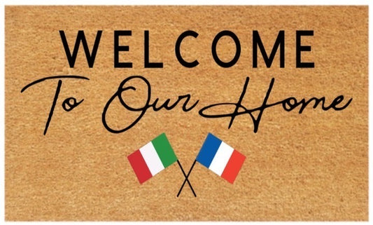 Welcome to our home Coir Doormat (2 flags)