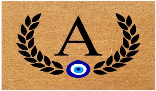 Letter Wreath Crest Coir Doormat