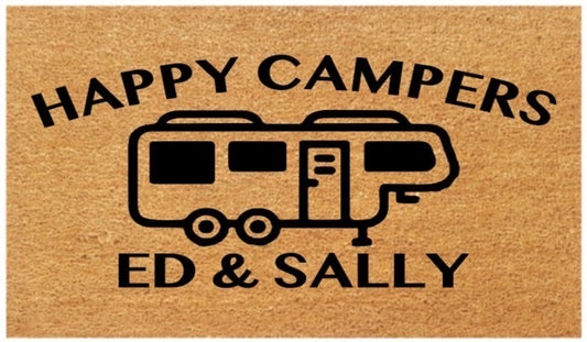 Personalised Happy Campers Coir Doormat